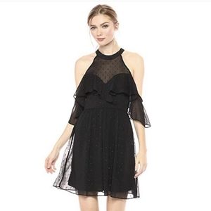BCBGeneration Black Halter Cold Shoulder Mini Dress 0